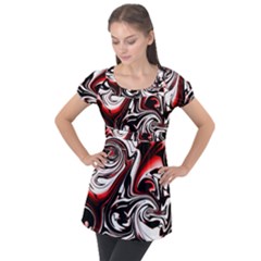 Modern Art Design Fantasy Surreal Puff Sleeve Tunic Top