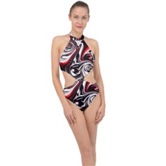 Modern Art Design Fantasy Surreal Halter Side Cut Swimsuit by Ravend