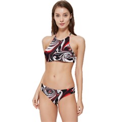 Modern Art Design Fantasy Surreal Banded Triangle Bikini Set