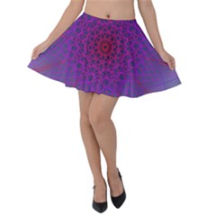 Geometric Pattern-line Art Velvet Skater Skirt
