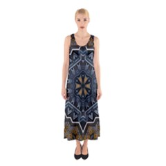 Rosette Mandala Ornament Wallpaper Sleeveless Maxi Dress