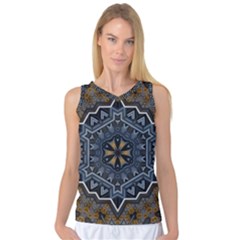 Rosette Mandala Ornament Wallpaper Women s Basketball Tank Top by Ravend