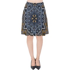 Rosette Mandala Ornament Wallpaper Velvet High Waist Skirt by Ravend