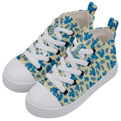 Rose Floral Seamless Pattern Kids  Mid-top Canvas Sneakers