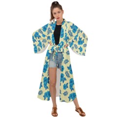 Rose Floral Seamless Pattern Maxi Kimono by Ravend