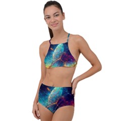 Abstract Galactic Wallpaper High Waist Tankini Set