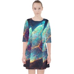 Abstract Galactic Wallpaper Quarter Sleeve Pocket Dress