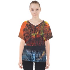 Space Nature Fantasy Trees V-neck Dolman Drape Top