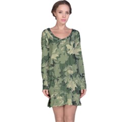 Green Leaves Camouflage Long Sleeve Nightdress