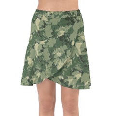 Green Leaves Camouflage Wrap Front Skirt