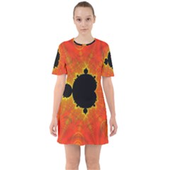 Fractal Mandelbrot Set Pattern Art Sixties Short Sleeve Mini Dress by Ravend