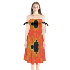 Fractal Mandelbrot Set Pattern Art Shoulder Tie Bardot Midi Dress