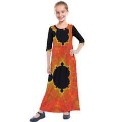 Fractal Mandelbrot Set Pattern Art Kids  Quarter Sleeve Maxi Dress
