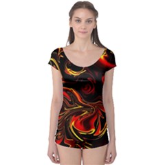 Modern Art Design Fantasy Surreal Orange Boyleg Leotard  by Ravend