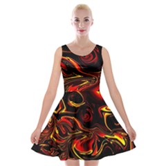 Modern Art Design Fantasy Surreal Orange Velvet Skater Dress by Ravend