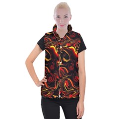 Modern Art Design Fantasy Surreal Orange Women s Button Up Vest