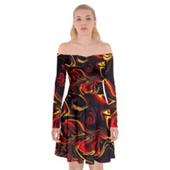 Modern Art Design Fantasy Surreal Orange Off Shoulder Skater Dress