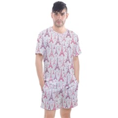 Eiffel Tower Pattern Wallpaper Men s Mesh Tee And Shorts Set