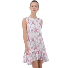 Eiffel Tower Pattern Wallpaper Frill Swing Dress