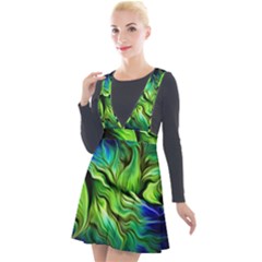 Fractal Art Pattern Abstract Plunge Pinafore Velour Dress