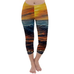 Ocean Sunset Sea Ocean Sunset Capri Winter Leggings 