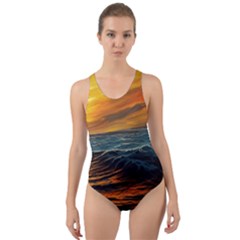 Ocean Sunset Sea Ocean Sunset Cut-out Back One Piece Swimsuit