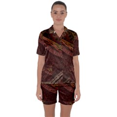 Fractal Pattern Geometric Pattern Satin Short Sleeve Pajamas Set