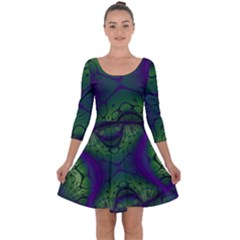 Abstract Art Fractal Quarter Sleeve Skater Dress