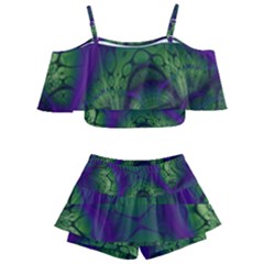 Abstract Art Fractal Kids  Off Shoulder Skirt Bikini