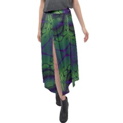 Abstract Art Fractal Velour Split Maxi Skirt
