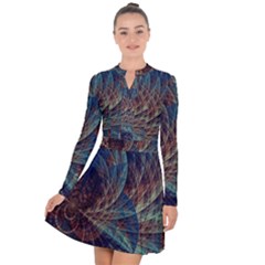 Fractal Abstract- Art Long Sleeve Panel Dress