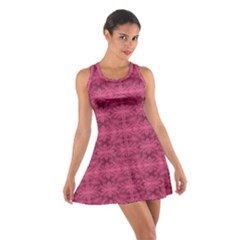 Elegant Pink Floral Geometric Pattern Cotton Racerback Dress by dflcprintsclothing