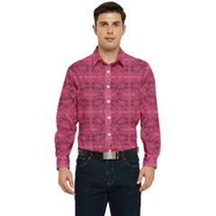 Elegant Pink Floral Geometric Pattern Men s Long Sleeve  Shirt by dflcprintsclothing