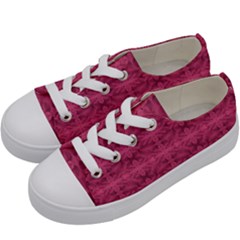 Elegant Pink Floral Geometric Pattern Kids  Low Top Canvas Sneakers by dflcprintsclothing