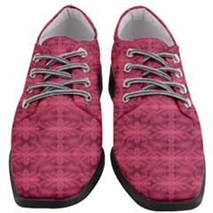 Elegant Pink Floral Geometric Pattern Women Heeled Oxford Shoes by dflcprintsclothing