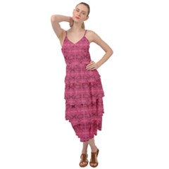 Elegant Pink Floral Geometric Pattern Layered Bottom Dress by dflcprintsclothing