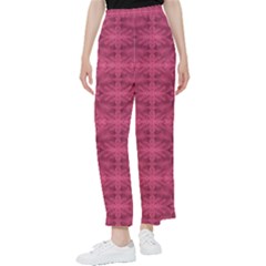 Elegant Pink Floral Geometric Pattern Women s Pants  by dflcprintsclothing