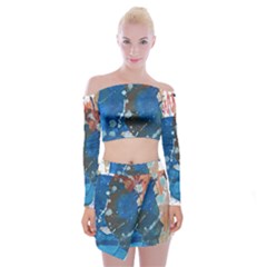 Abstract T- Shirt Abstract 6 Off Shoulder Top With Mini Skirt Set by maxcute