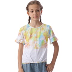 Abstract T- Shirt Abstract Colored Background T- Shirt Kids  Cuff Sleeve Scrunch Bottom Tee
