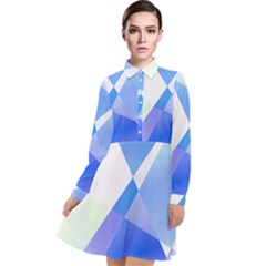 Abstract T- Shirt Blue Abstract Chess Cell Pattern Minimalism T- Shirt Long Sleeve Chiffon Shirt Dress by maxcute