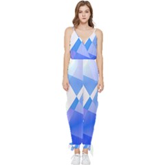 Abstract T- Shirt Blue Abstract Chess Cell Pattern Minimalism T- Shirt Sleeveless Tie Ankle Chiffon Jumpsuit by maxcute