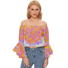 Abstract T- Shirt Circle Beauty In Abstract T- Shirt Off Shoulder Flutter Bell Sleeve Top by maxcute