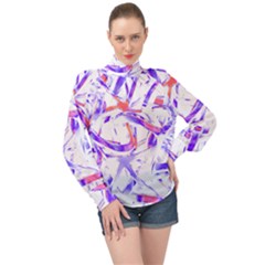 Abstract T- Shirt Entangled In Chaos T- Shirt High Neck Long Sleeve Chiffon Top