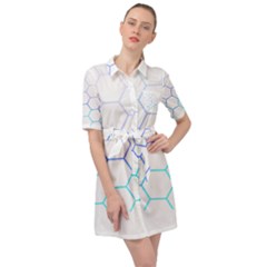 Abstract T- Shirt Honeycomb Pattern 6 Belted Shirt Dress by maxcute