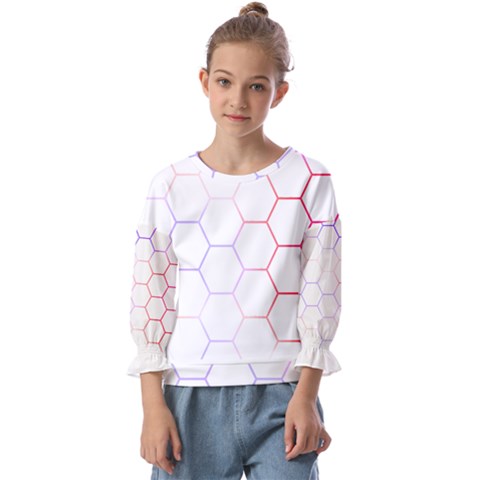 Abstract T- Shirt Honeycomb Pattern 7 Kids  Cuff Sleeve Top by maxcute