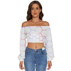 Abstract T- Shirt Honeycomb Pattern 7 Long Sleeve Crinkled Weave Crop Top by maxcute