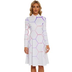 Abstract T- Shirt Honeycomb Pattern 7 Long Sleeve Shirt Collar A-line Dress by maxcute