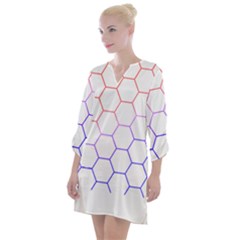 Abstract T- Shirt Honeycomb Pattern T- Shirt Open Neck Shift Dress by maxcute