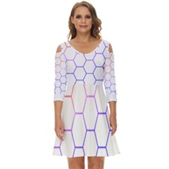 Abstract T- Shirt Honeycomb Pattern T- Shirt Shoulder Cut Out Zip Up Dress by maxcute