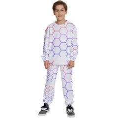 Abstract T- Shirt Honeycomb Pattern T- Shirt Kids  Sweatshirt Set